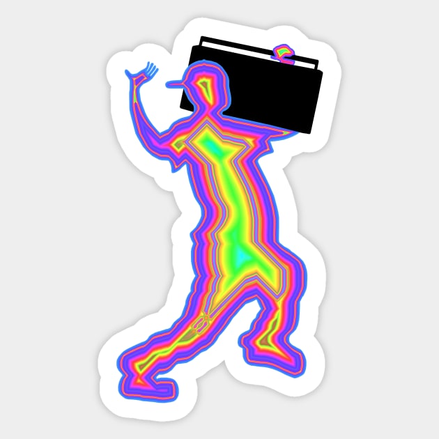 1980s Neon Silhouette with a Boombox Sticker by Art by Deborah Camp